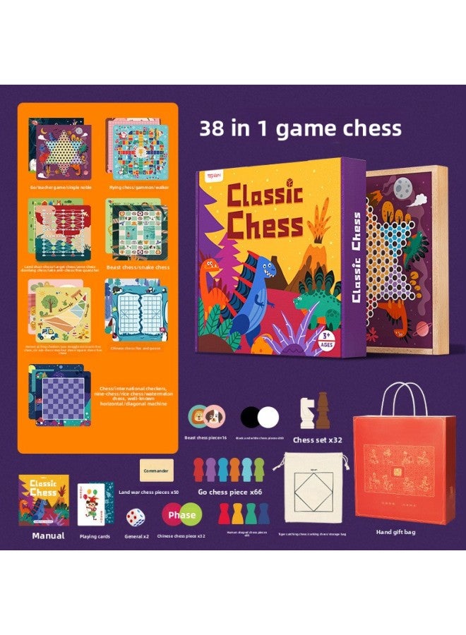 Chess Encyclopedia Flight Chess Checkers Five Pieces Chess and Cards Toys Multi-functional Chessboard Children's Birthday